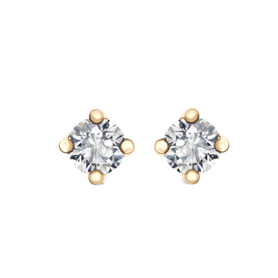Kolczyki złote z diamentami - 0,20 ct - Valentine 