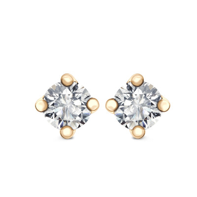 Kolczyki złote z diamentami - 0,40 ct - Valentine 