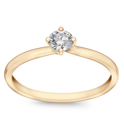 Pierścionek złoty z diamentem YES Hearts & Arrows - 0,25 ct - Valentine