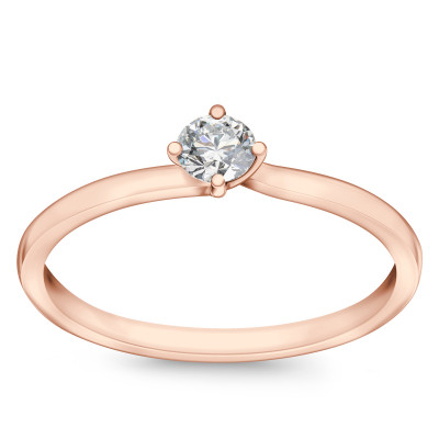 Pierścionek z różowego złota z diamentem YES Hearts & Arrows - 0,15 ct - Valentine