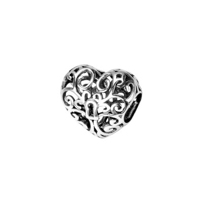 Beads srebrny - serce - Dots