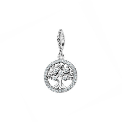 Beads srebrny z cyrkoniami - drzewko szczęścia - Dots
