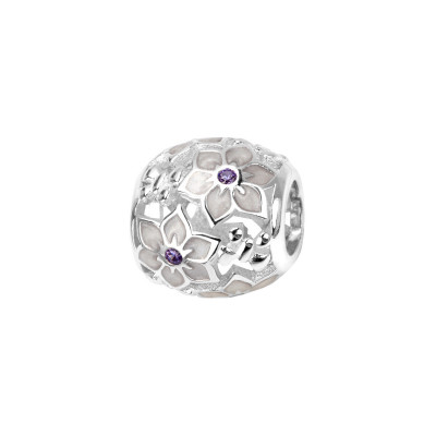 Beads srebrny z cyrkoniami - kwiaty - Dots