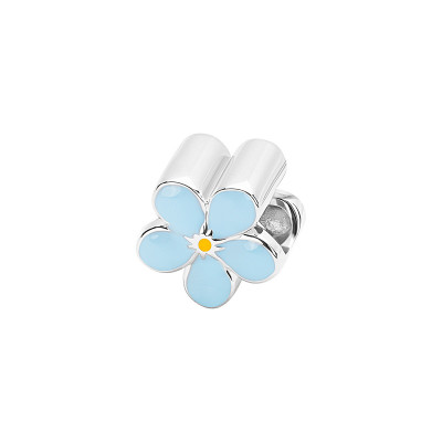 Beads srebrny pokryty emalią - kwiat - Dots
