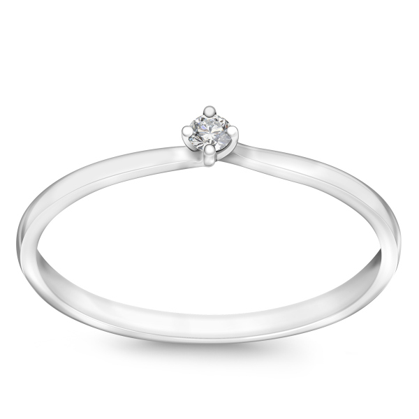 Pierścionek z białego złota z diamentem - Valentine