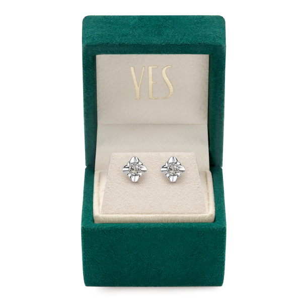 Kolczyki z dwokolorowego złota z diamentami - 0,16 ct - Amore