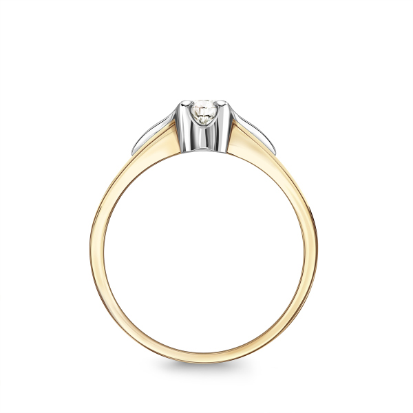 Pierścionek z dwukolorowego złota z diamentem - 0,08 ct -  Amore
