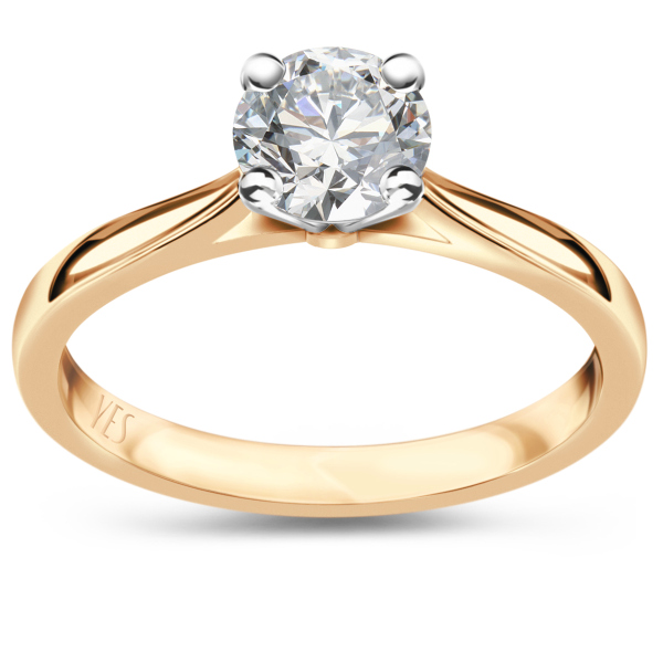 Pierścionek złoty z diamentem YES Hearts & Arrows - 0,70 ct - Éternel