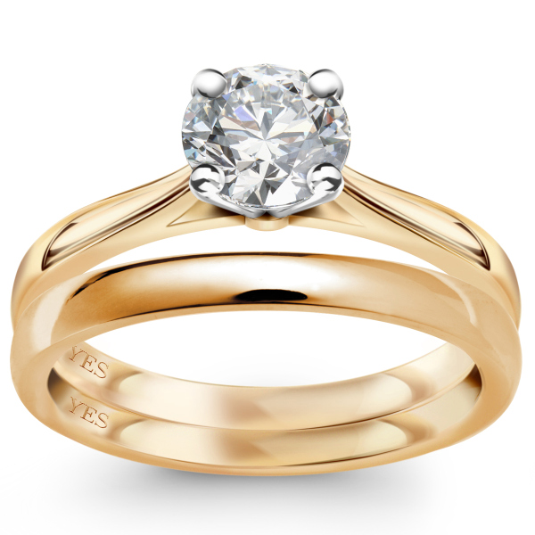 Pierścionek złoty z diamentem YES Hearts & Arrows - 0,70 ct - Éternel