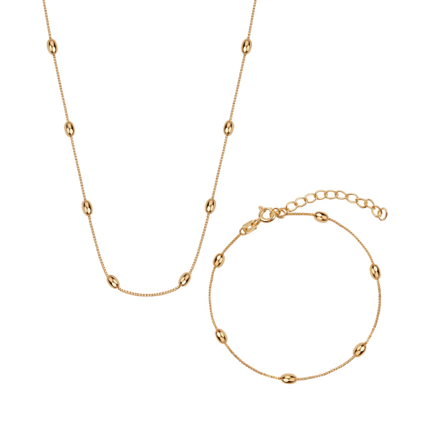 Komplet biżuterii srebrnej pozłacanej - kulki