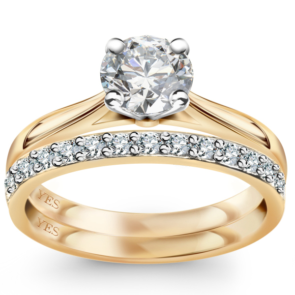 Pierścionek złoty z diamentem YES Hearts & Arrows - 0,70 ct - Éternel