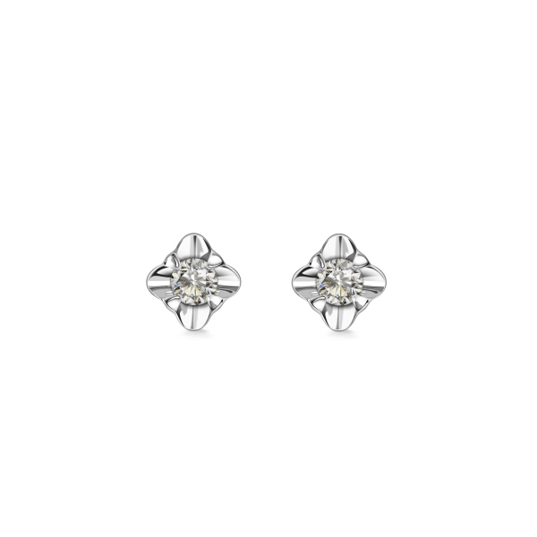 Kolczyki z dwokolorowego złota z diamentami - 0,16 ct - Amore