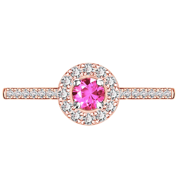 Pierścionek z różowego złota z różowym szafirem i diamentami - Metropolitan