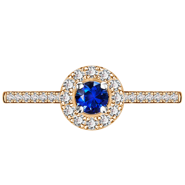 Pierścionek złoty z szafirem Royal Blue i diamentami - Metropolitan