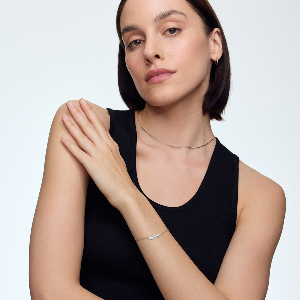 Bransoletka srebrna - piórko