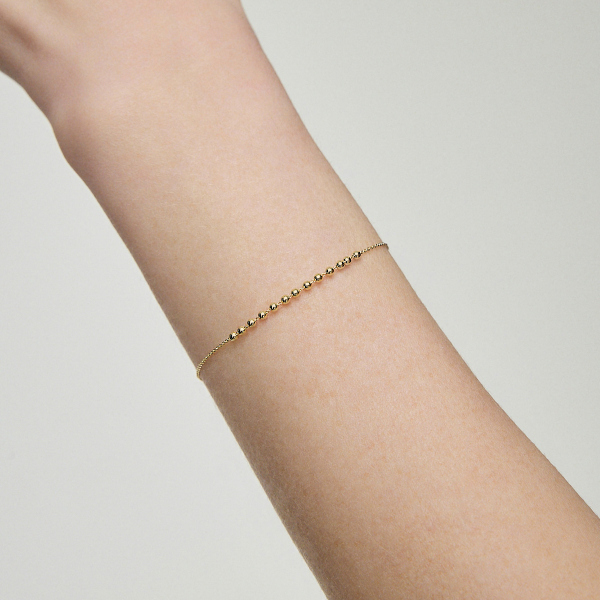 Bransoletka srebrna pozłacana - kulki - Simple