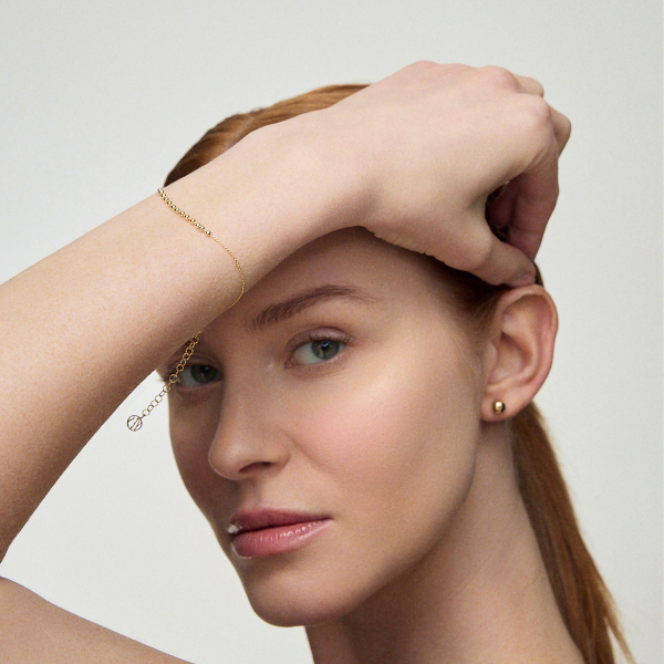 Bransoletka srebrna pozłacana - kulki - Simple