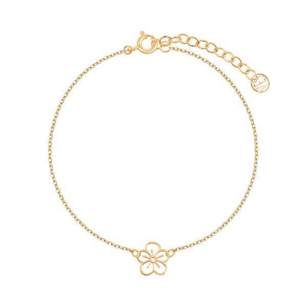 Bransoletka srebrna pozłacana - kwiat - Flora