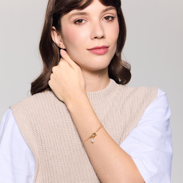 Bransoletka srebrna pozłacana z perłą - Pearls