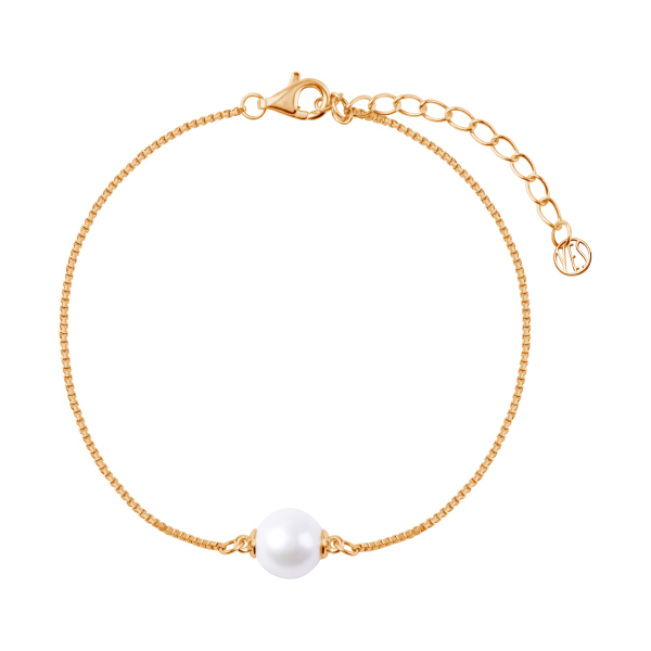 Bransoletka srebrna pozłacana z perłą - Pearls