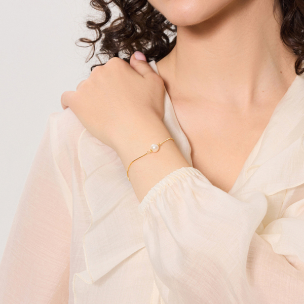 Bransoletka srebrna pozłacana z perłą - Pearls