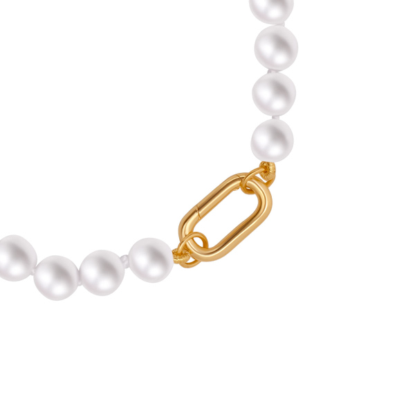 Bransoletka srebrna pozłacana z perłami - Pearls