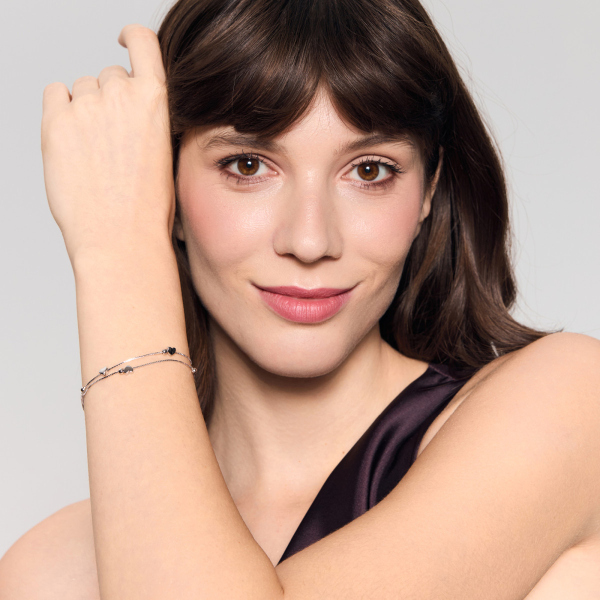 Bransoletka srebrna - serca - Night Sky