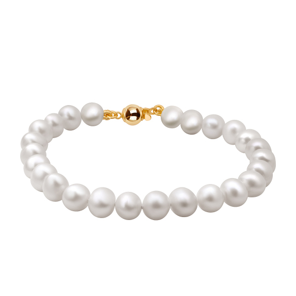 Bransoletka srebrna pozłacana z perłami - Pearls