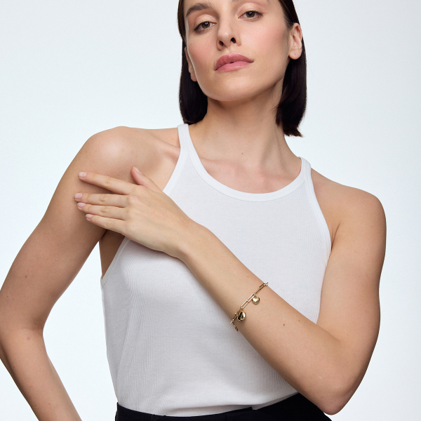Bransoletka złota - serca - Chains