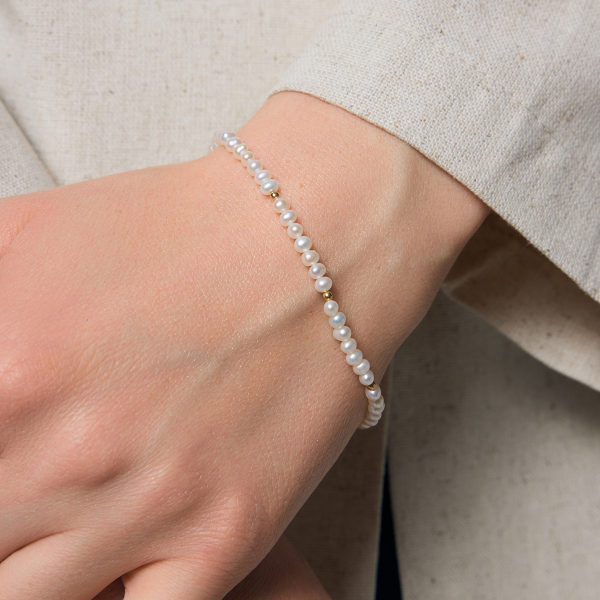 Bransoletka złota z perłami - Pearls 