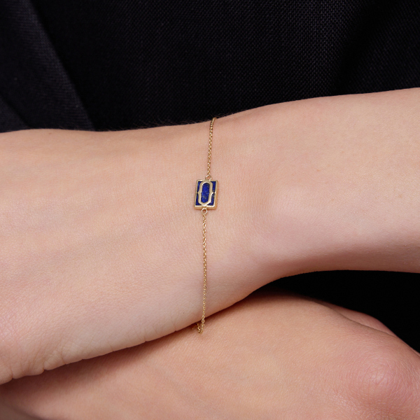 Bransoletka złota z lapis lazuli - Nomad