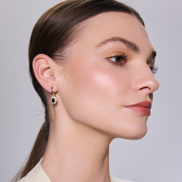 Kolczyki srebrne pozłacane z czarnymi cyrkoniami - Scarlet