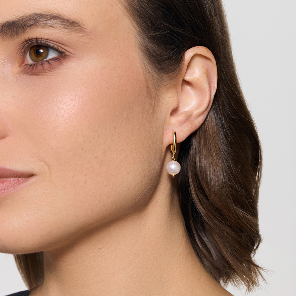 Kolczyki srebrne pozłacane z perłami - Pearls