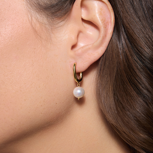 Kolczyki srebrne pozłacane z perłami - Pearls