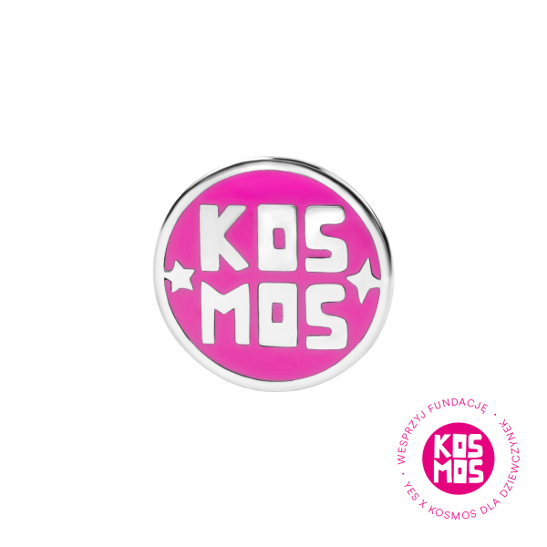 Pin z mosiądzu z różową emalią - kosmos - YES x Kosmos dla Dziewczynek