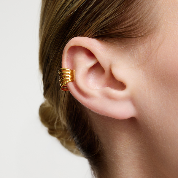 Nausznica srebrna pozłacana - Simple