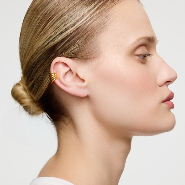 Nausznica srebrna pozłacana - Simple