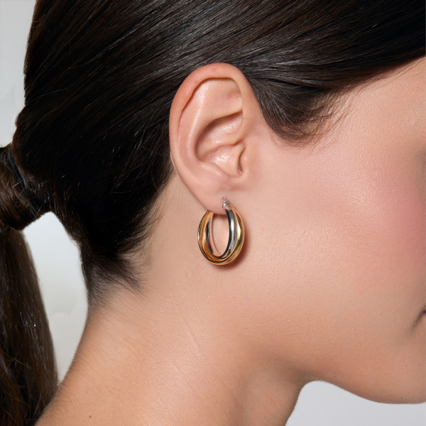 Kolczyki srebrne pozłacane - 2,5 cm - Simple