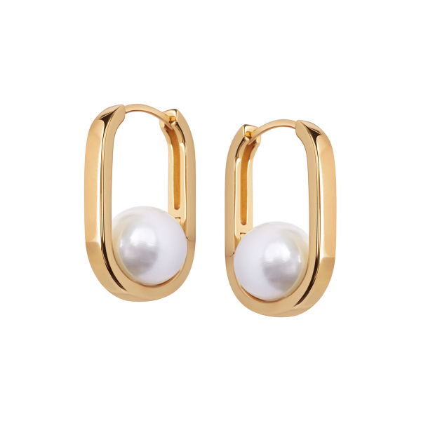 Kolczyki srebrne pozłacane z perłami - Pearls