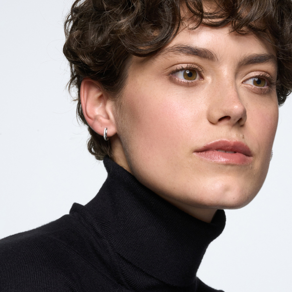 Kolczyki srebrne z cyrkoniami - 1 cm - Unique 