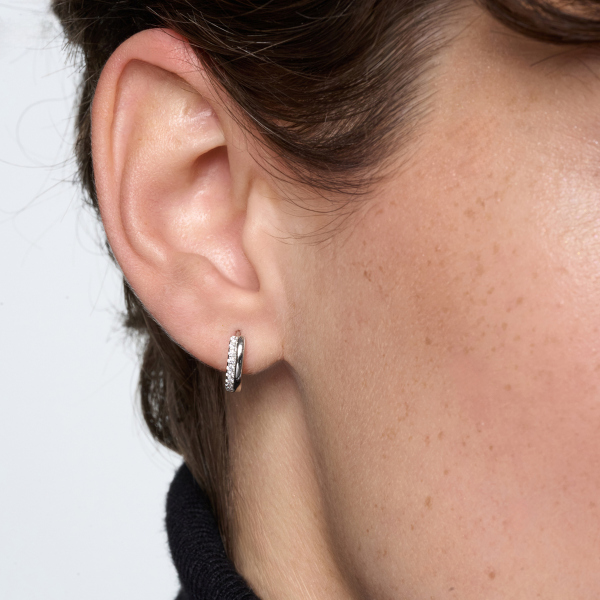 Kolczyki srebrne z cyrkoniami - 1 cm - Unique 