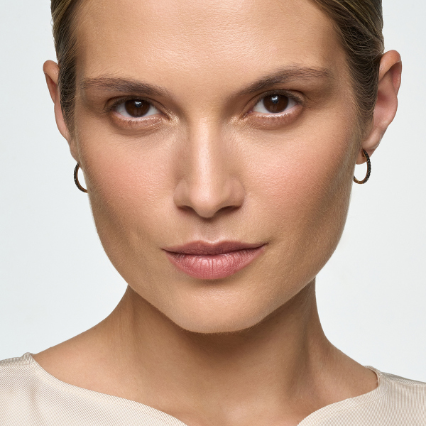 Kolczyki złote z czarnymi diamentami - 1,6 cm - Midnight