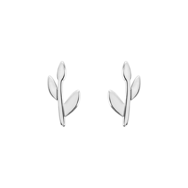 Kolczyki srebrne - liście - Flora
