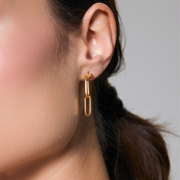 Kolczyki srebrne pozłacane - Chains