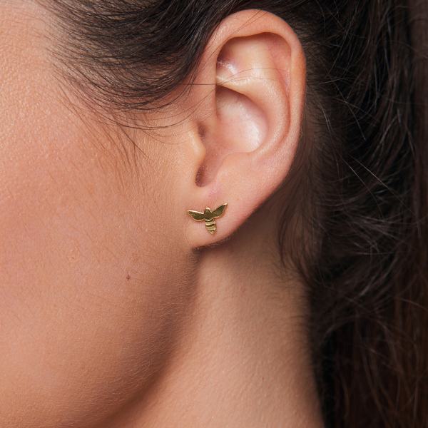 Kolczyki srebrne pozłacane - pszczoła - Queen B