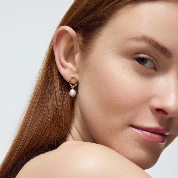 Kolczyki srebrne pozłacane wiszące z perłami