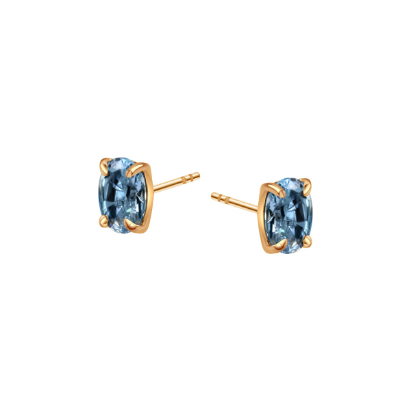 Kolczyki srebrne pozłacane z błękitnym kamieniem nano - Megastone