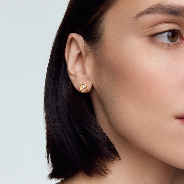 Kolczyki srebrne pozłacane z cyrkoniami - 0,9 cm - Unique