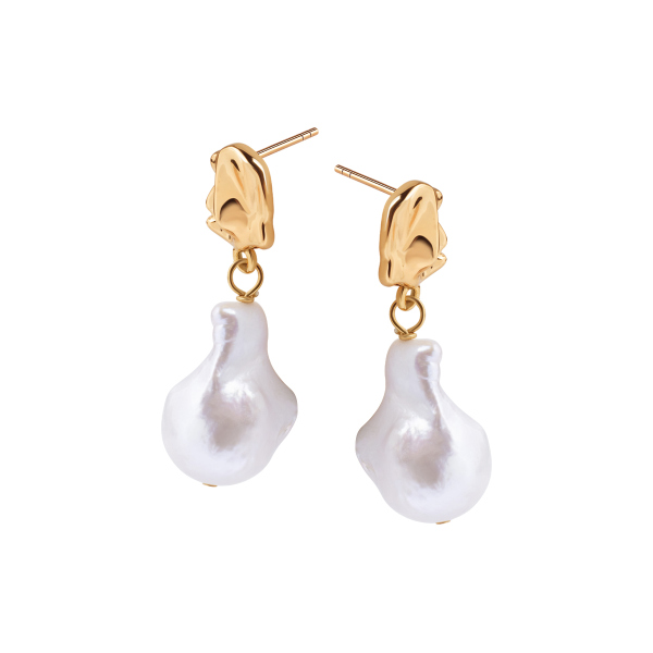 Kolczyki srebrne pozłacane z perłami - Pearls