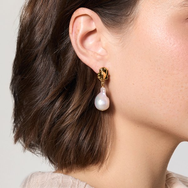 Kolczyki srebrne pozłacane z perłami - Pearls